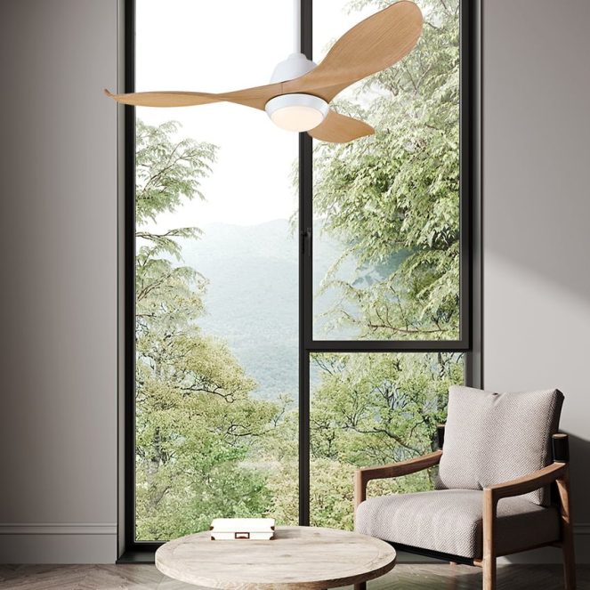 מאוורר תקרה ווסטינגהאוס 42" Erica לבן/מייפל עם שלט ולד מובנה 20W, מנוע DC