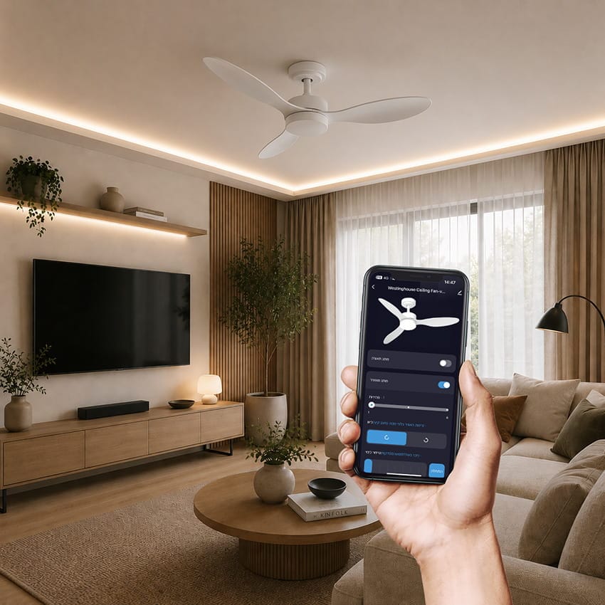 NTP-VMT42-WH-LED-WF-app מאוורר תקרה VERMONT WIFI לבן עם שליטה באפליקציה